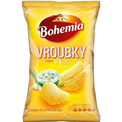 Bohemia Chips 120g Vroubky Sýr a Jarní Cibulka (18)