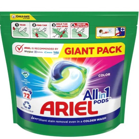 detail Ariel Kapsle na praní color 72ks