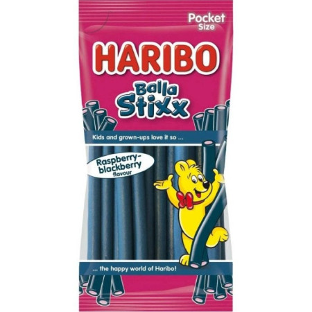 chi tiết Haribo BALLA Stixx 80g Raspberry