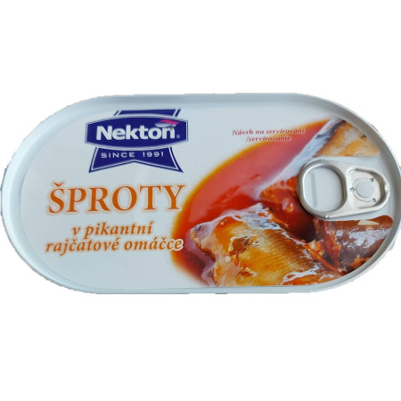 chi tiết Nekton 170g Šproty v Pikantní Rajčatové O.M