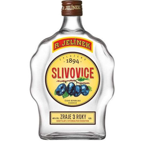 detail R.Jelínek 0,5L Budík Slivovice Bílá 45%
