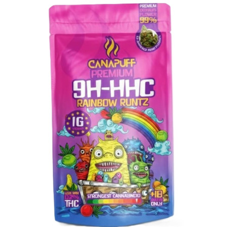 chi tiết CanaPuff Květy 9H-HHC 99% Rainbow Runtz